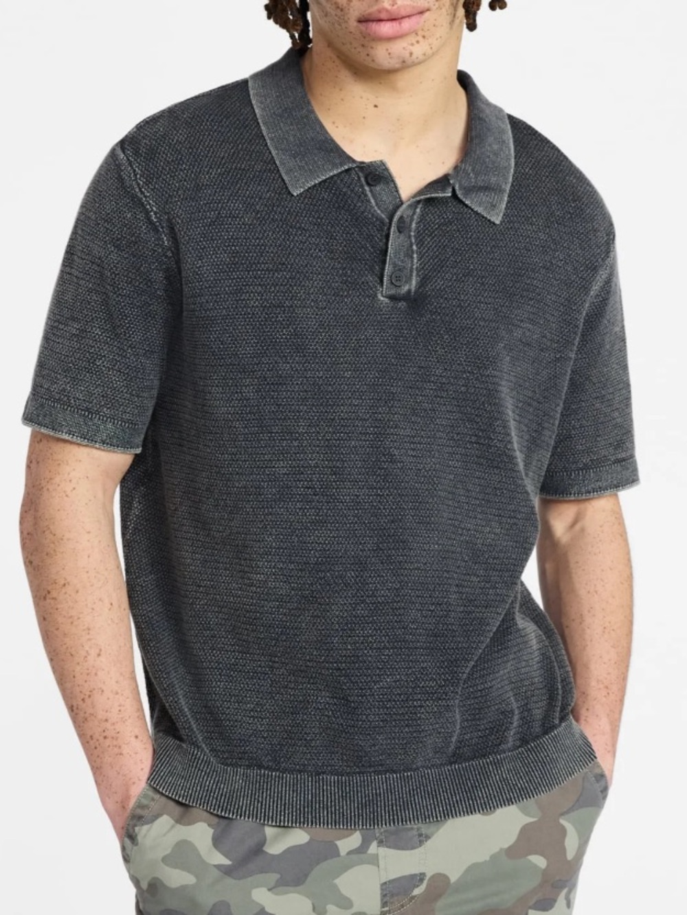 NWT Men's Mesh Polo Sweater from No Boundaries Gray